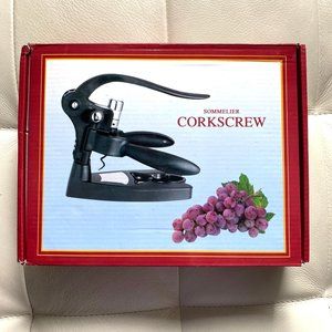 Sommelier Corkscrew, extra corkscrew attachment stand, wine label remover EUC